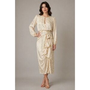 AJ Bari Silk Beaded Dress Vintage Old‎ Money Glam Mob Wife Cream Silk Women's 12